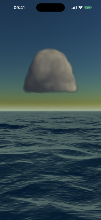 A warm cloud over a golden dawn horizon and a calm sea.